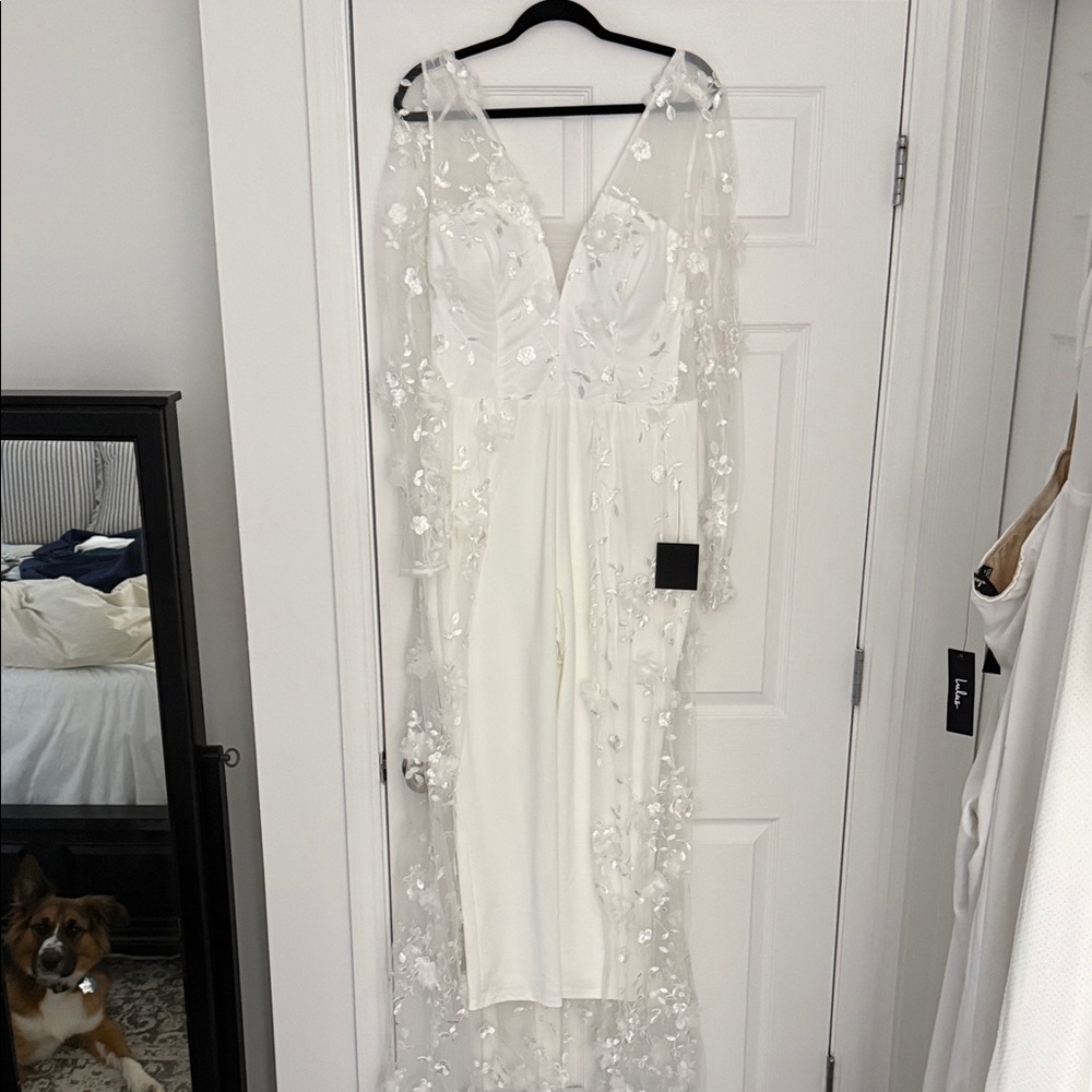 Lulu's White Floral Lace Jumpsuit